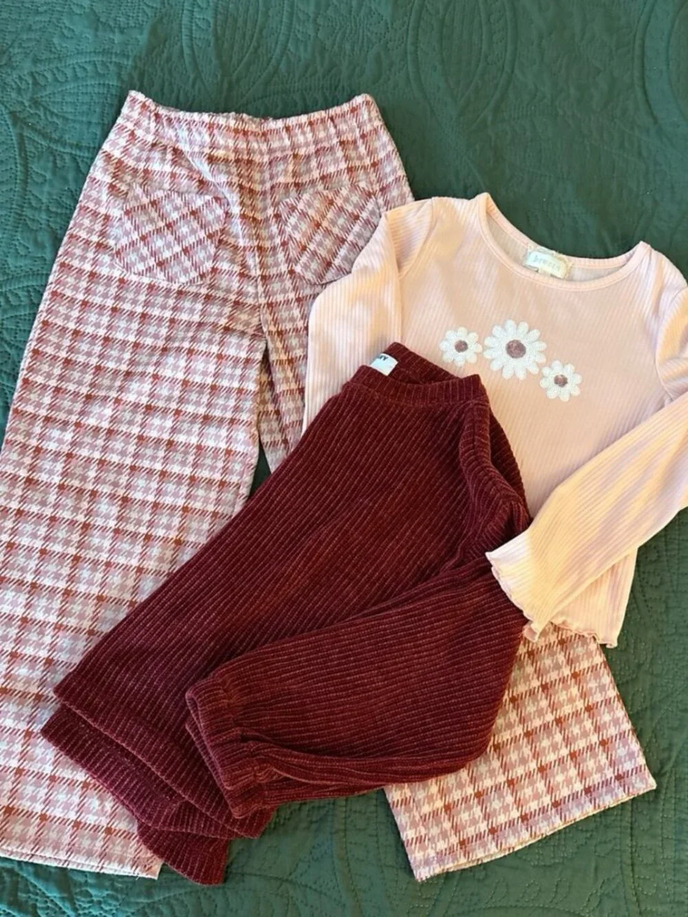 Btween Size 7/8 Pink Herringbone Mod Outfit Set (Pants + Shirt + Sweater) - Picture 1 of 6
